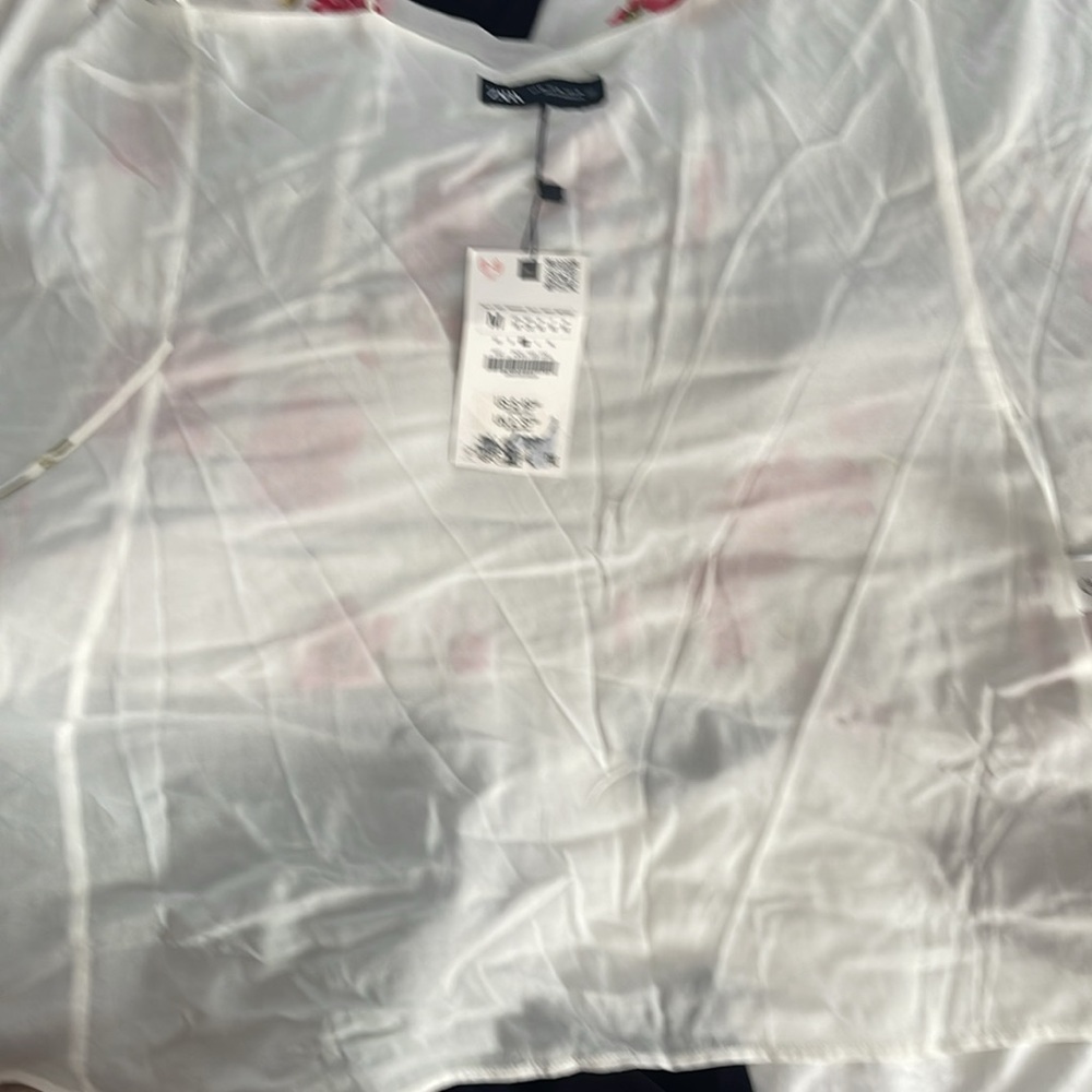 Zara Floral Mini Dress - White and Pink Size M NWT has lining - Picture 6 of 6